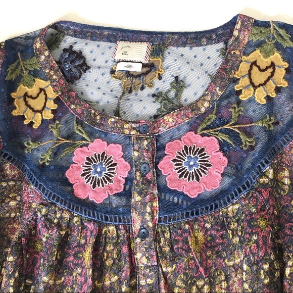 Anthropologie Postmark Ciutadella Embroidered Peasant Boho Top - Picture 13 of 14